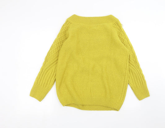 Womens UK Size M Papaya Yellow Pullover Jumper