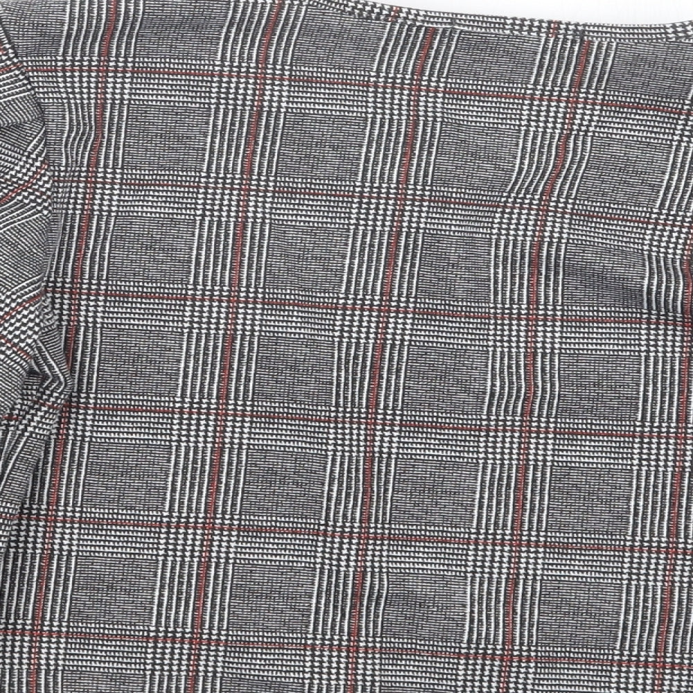 Boohoo Womens Grey Check Basic Blouse Size 8