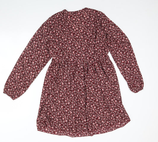 SheIn Womens Purple Floral Fit & Flare Size S