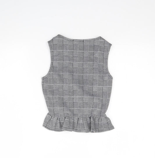 Boohoo Womens Black Plaid Basic Tank Size 8