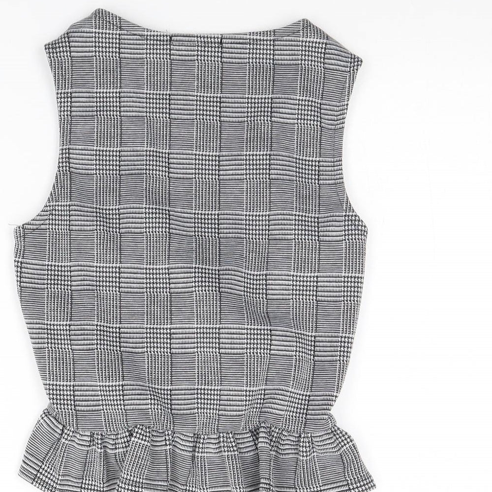 Boohoo Womens Black Plaid Basic Tank Size 8