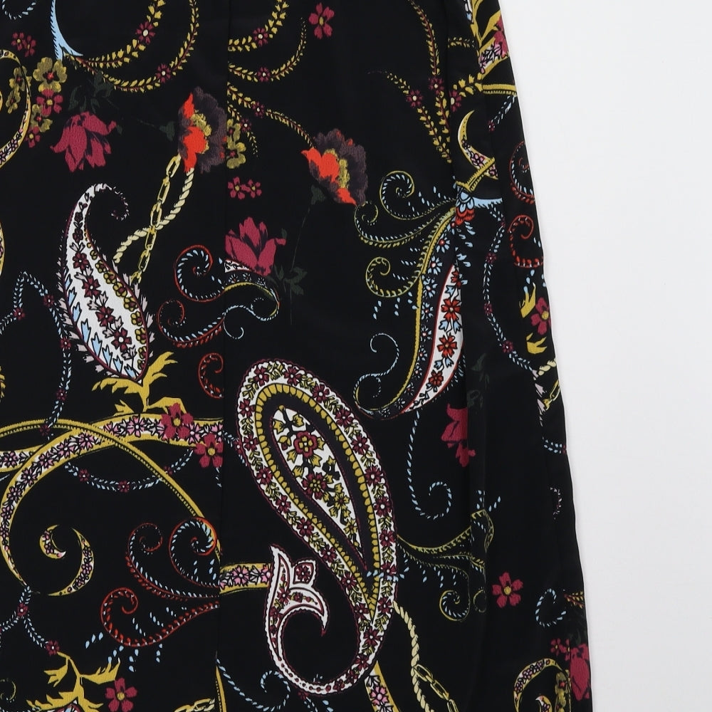 Dorothy Perkins Womens Black Floral A-Line Skirt Size 10