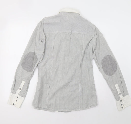 Pull&Bear Mens Blue Striped Polo Size M