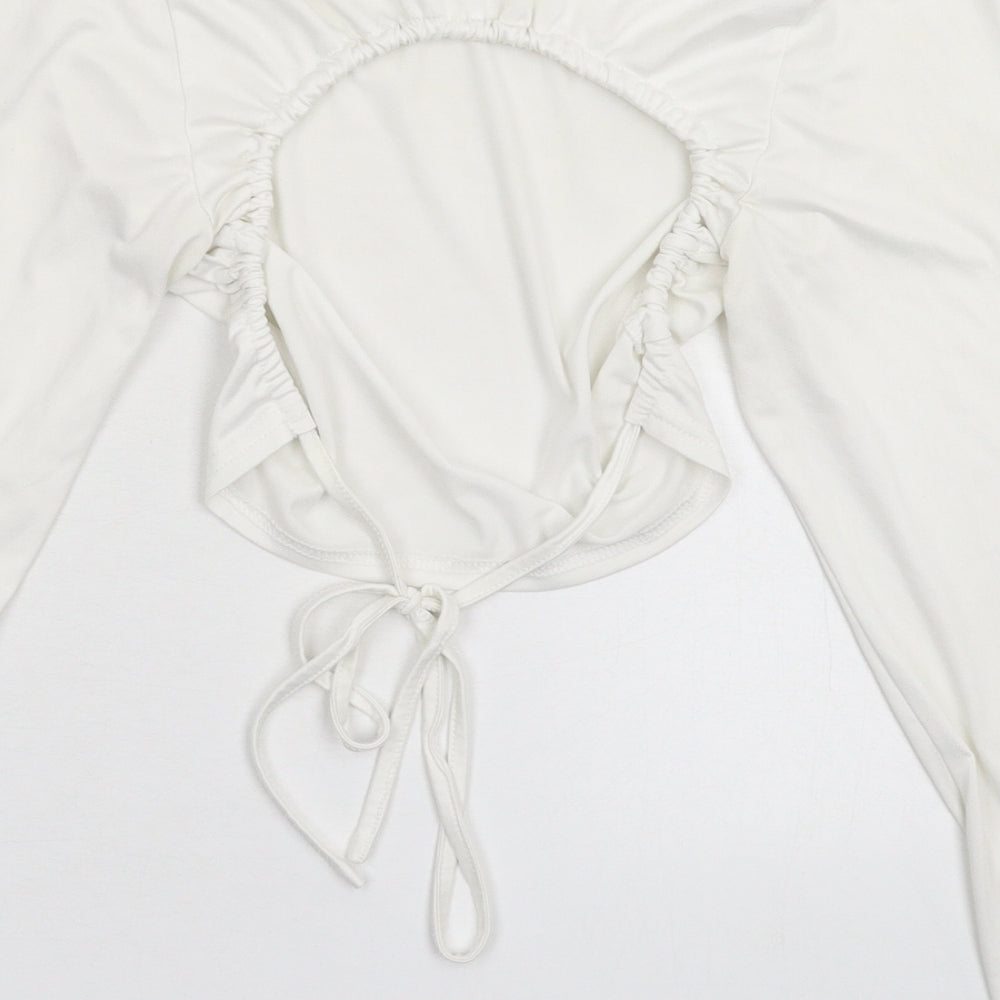 SheIn Womens White Cropped T-Shirt Size S