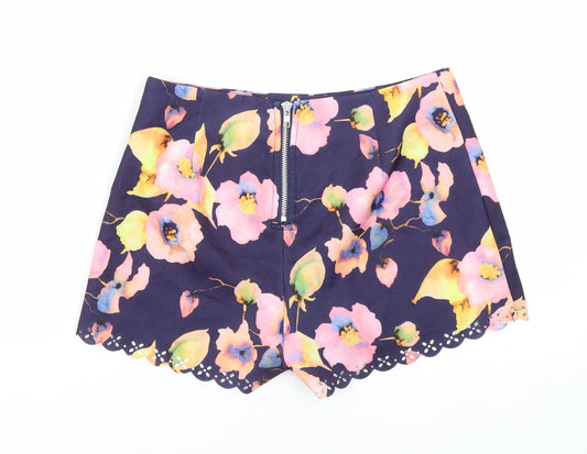 Parisian Womens Multicoloured Floral  Paperbag Shorts Size 8