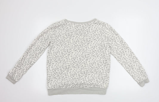 Avenue Womens White Animal Print Pullover Jumper Size 10