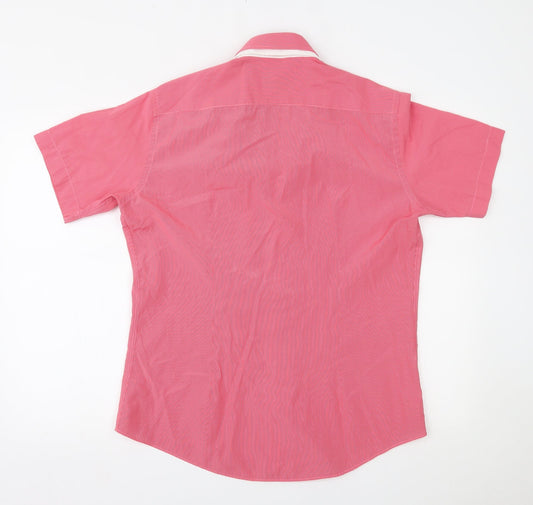 Mens UK Size 42 Mystic Red Button-Up Short Sleeve Casual Shirt