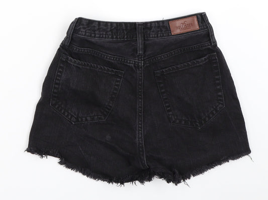 Hollister Womens Black  Denim Hot Pants Shorts Size 24 in
