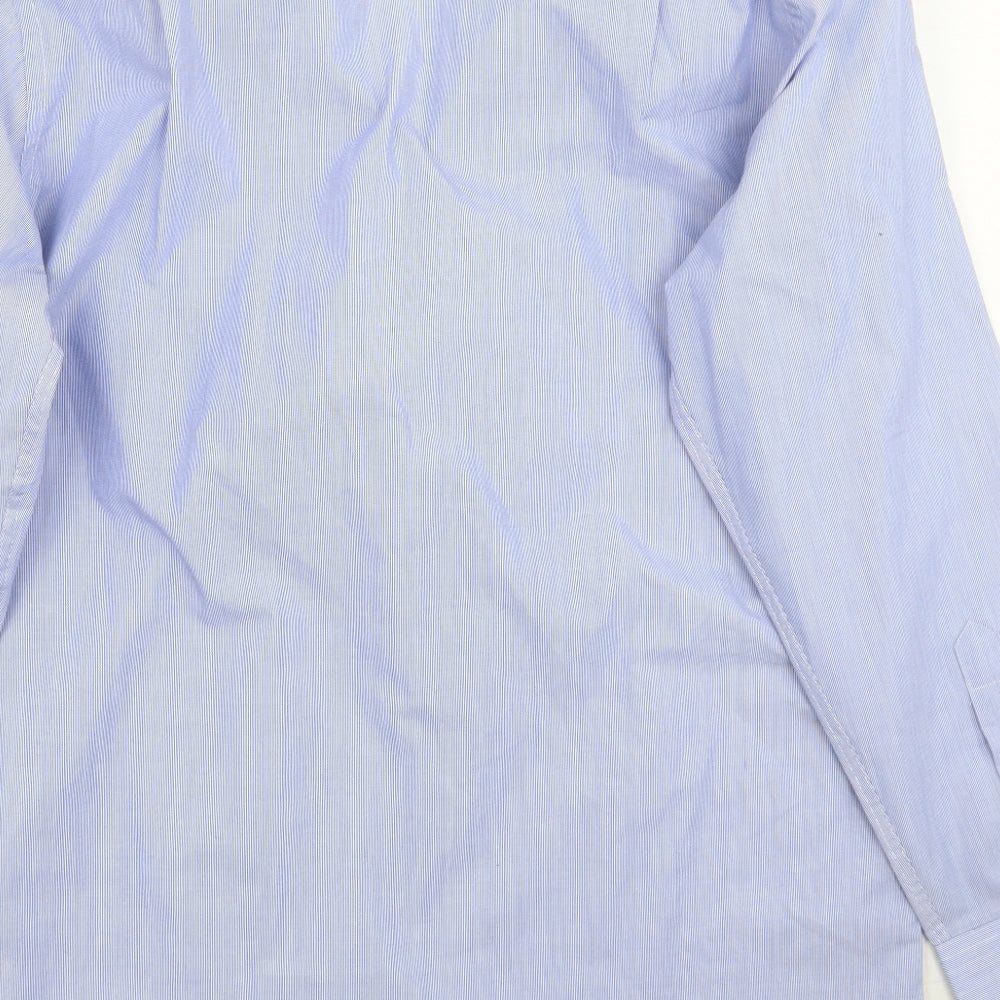Mens UK Size 15.5 Collection Blue Button-Up Long Sleeve Casual Shirt