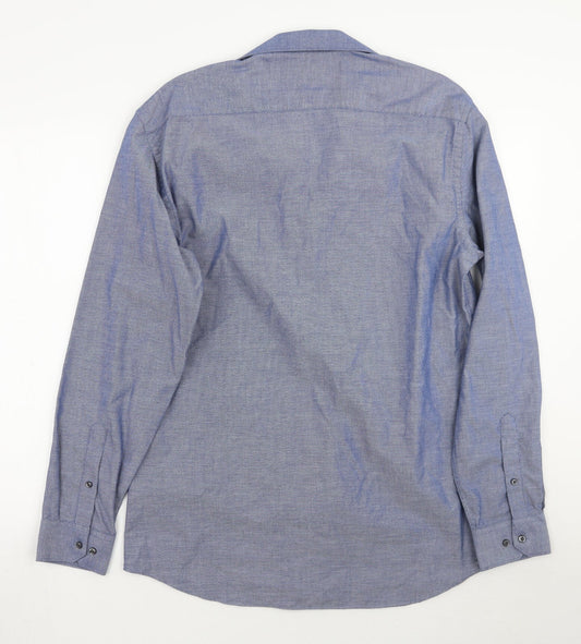 Mens UK Size 15.5 Taylor & Wright Blue Button-Up Long Sleeve Casual Shirt