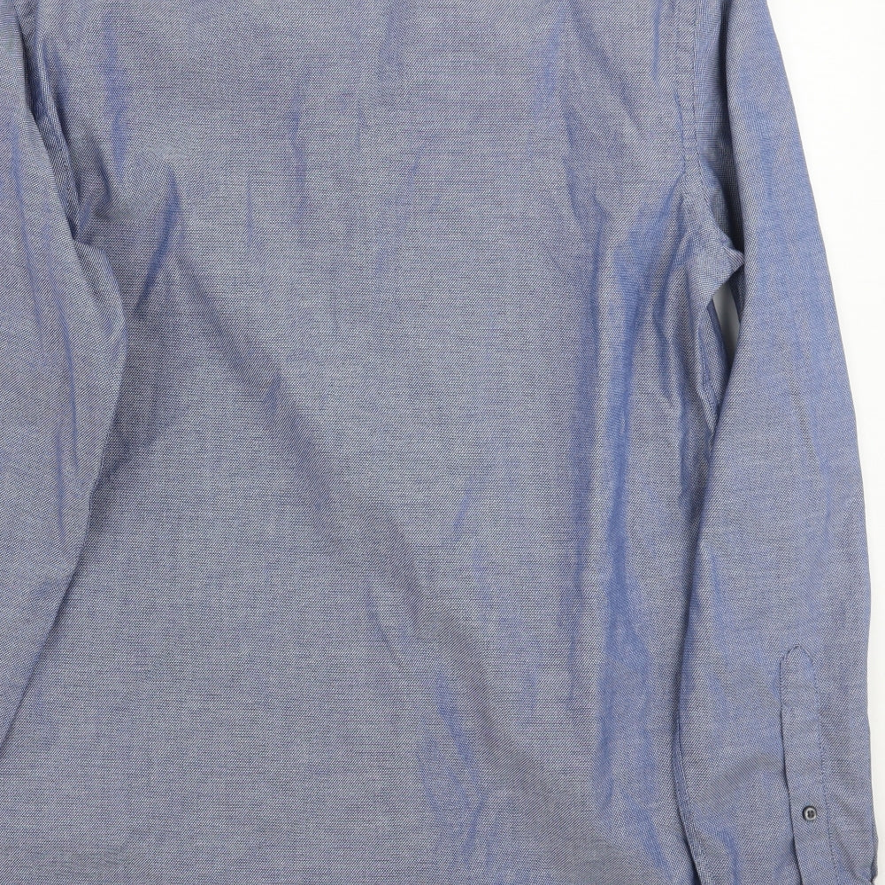 Mens UK Size 15.5 Taylor & Wright Blue Button-Up Long Sleeve Casual Shirt
