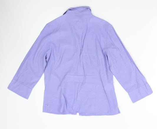 AMARANTO Womens Purple Basic Button-Up Size 12