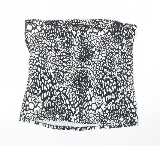 George Womens Black Animal Print Cropped Blouse Size 16 - Leopard print