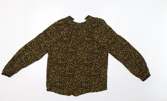 M&S Womens Black Animal Print Basic Blouse Size 6