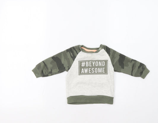 Primark Baby Grey Camouflage Pullover Jumper Size 6-9 Months