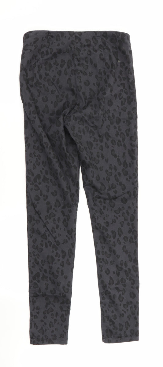 Divided Womens Black Animal Print Jegging Trousers Size 6 L28 in - Side Zip