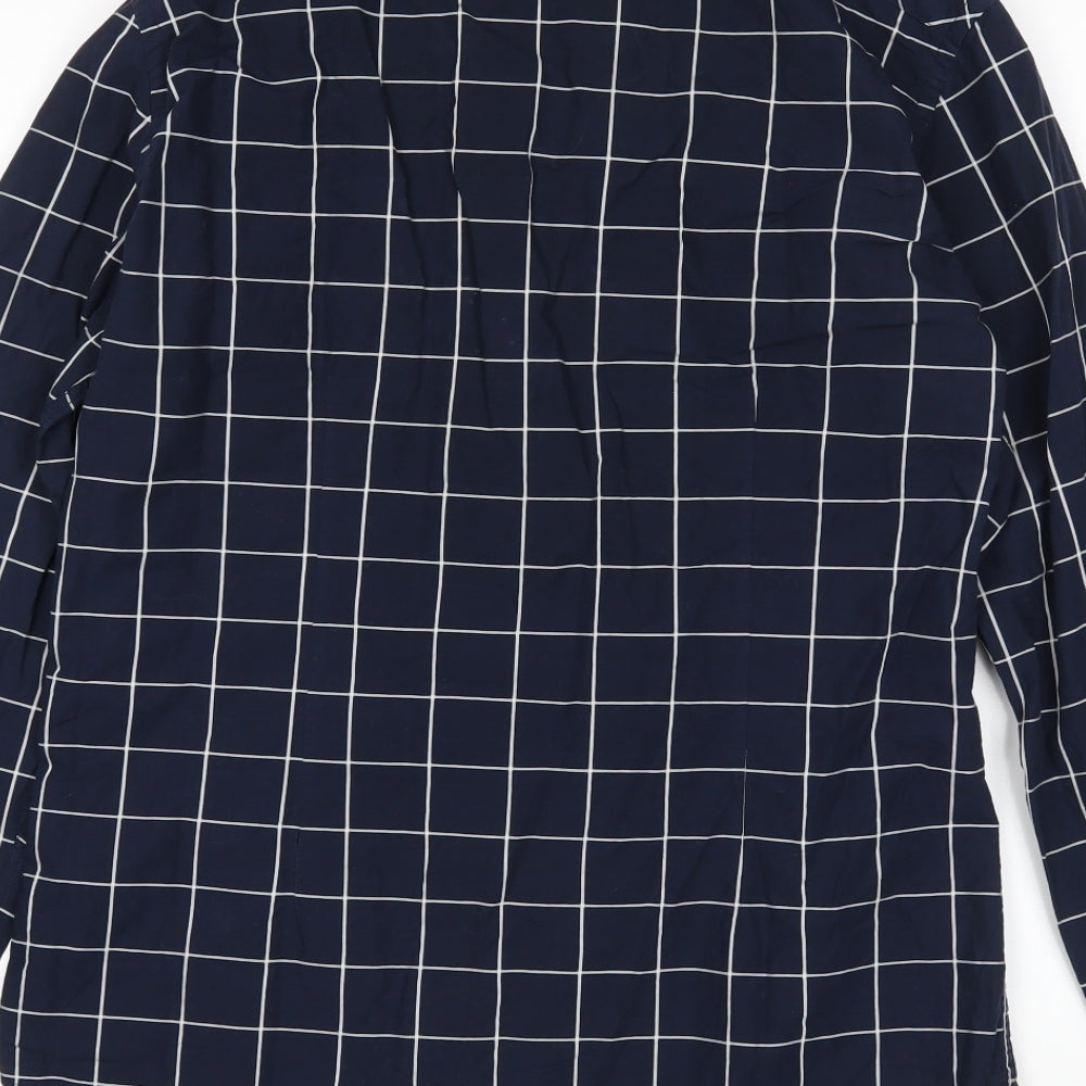 Zara Mens Blue Check Button-Up Size L