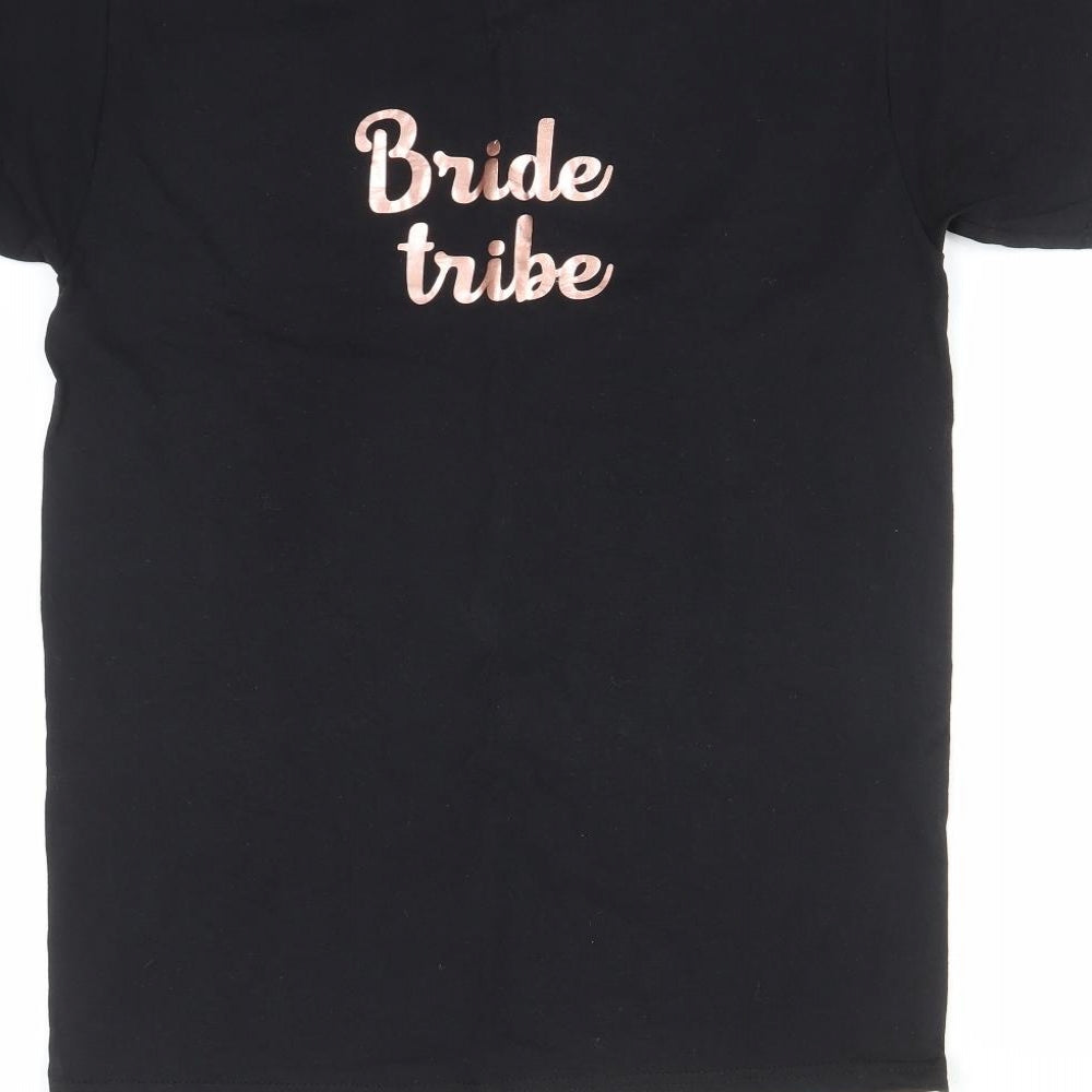 Womens UK Size S Fruit of the Loom Black Basic T-Shirt