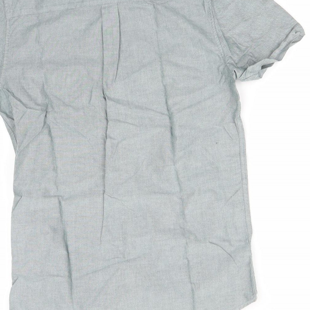 Mens UK Size S Topman Green Button-Up Short Sleeve Casual Shirt