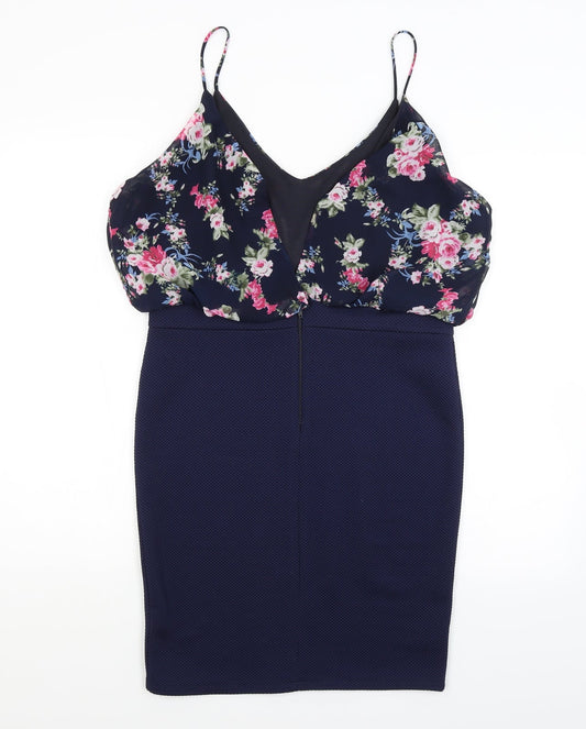 TFNC Womens Blue Floral Pencil Dress Size L