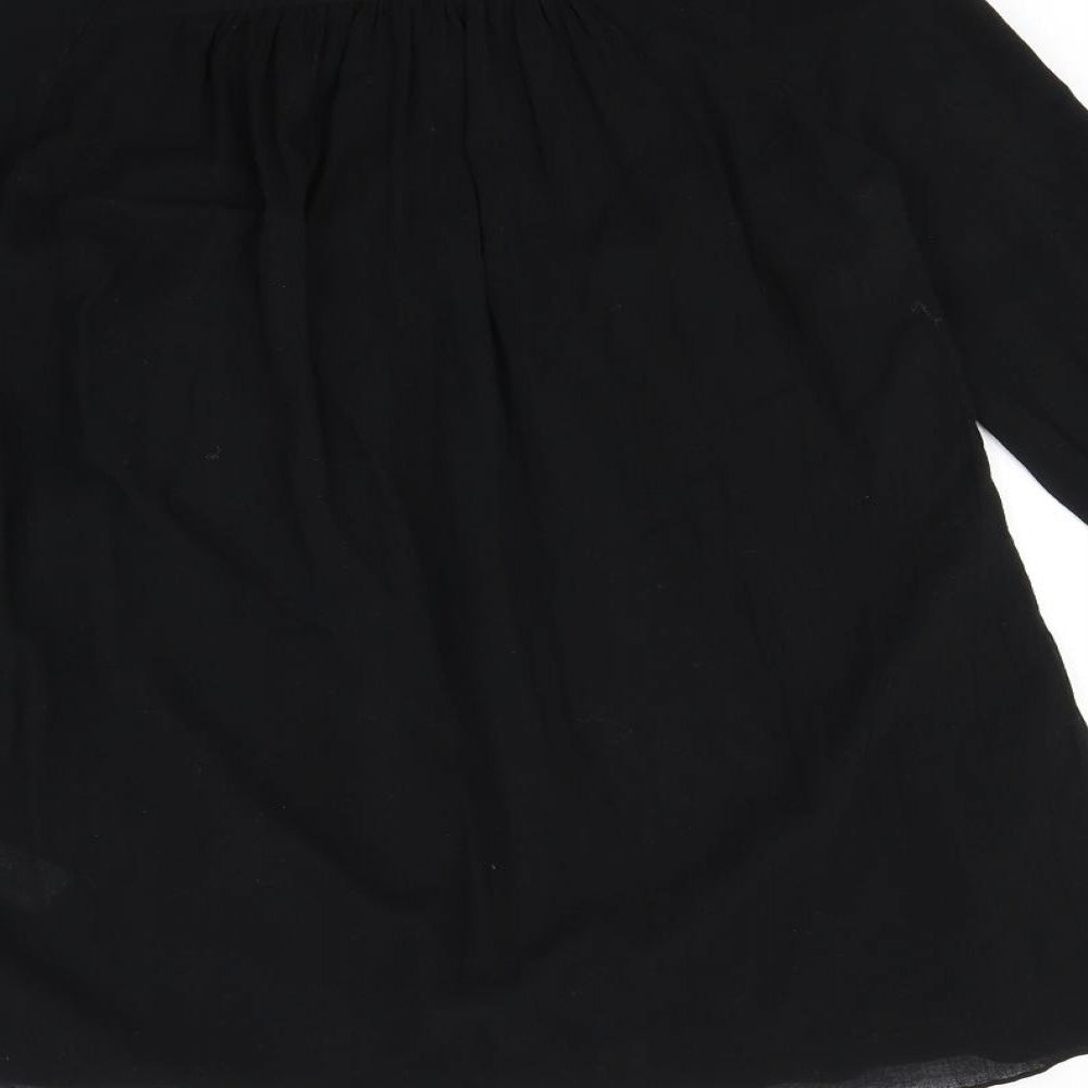 Brand and care label for Zara women’s black t-shirt dress, size XS