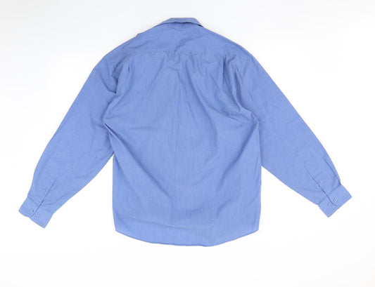 florence and Fred Mens Blue Button-Up Size 13