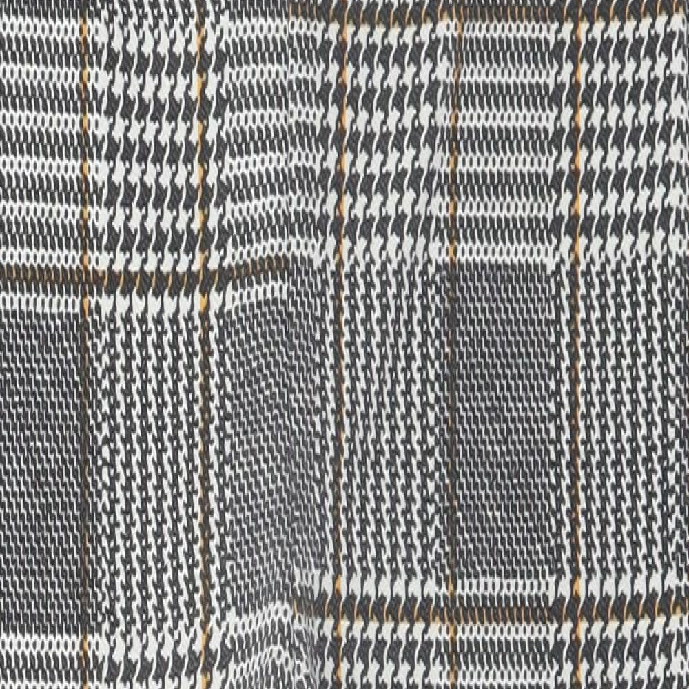 Brand and care label for PRETTYLITTLETHING women’s grey houndstooth jumpsuit one-piece, size UK 8, 24-inch leg