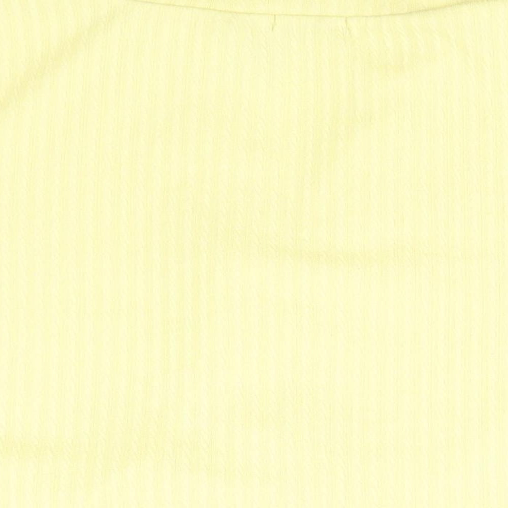 Boohoo Womens Yellow Striped Basic Button-Up Size 16