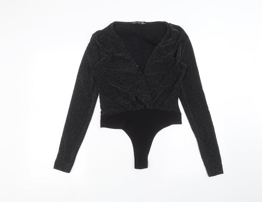 Womens UK Size S I SAW IT FIRST One-Piece Black Bodysuit