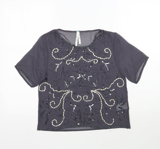 Blue Vanilla Womens Grey Basic Blouse Size S