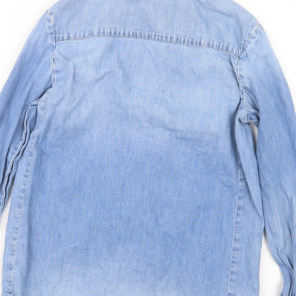 Womens UK Size 6 H&M Blue Basic Button-Up