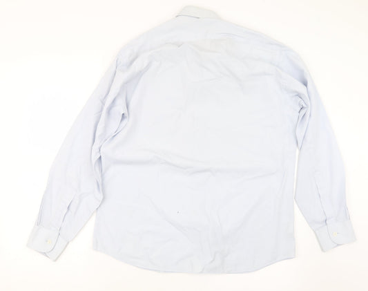 Mens UK Size 15.5 Marks and Spencer Blue Button-Up Long Sleeve Casual Shirt