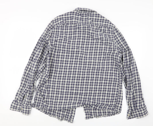 George Mens Blue Check Button-Up Size M