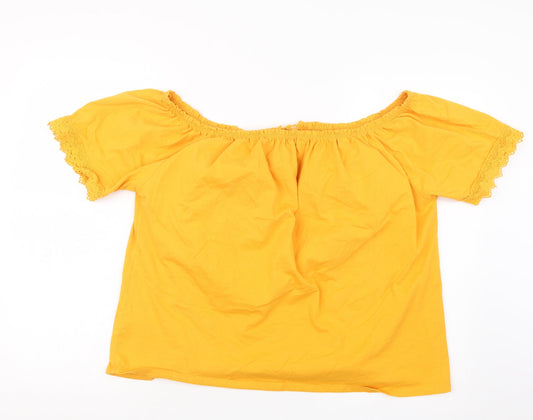 Papaya Womens Yellow Basic T-Shirt Size 18