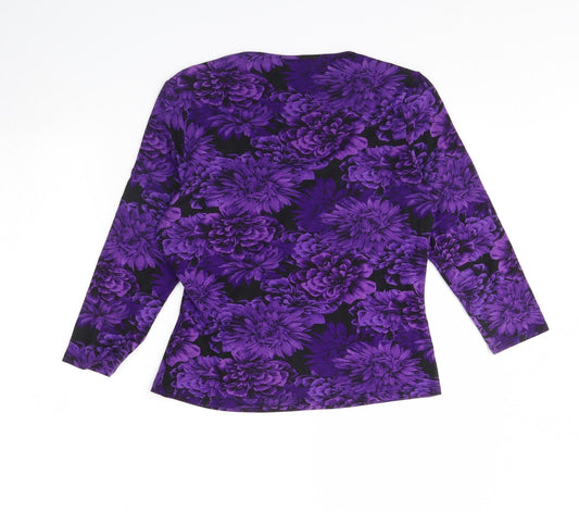 Precis Womens Black Floral Basic Blouse Size S