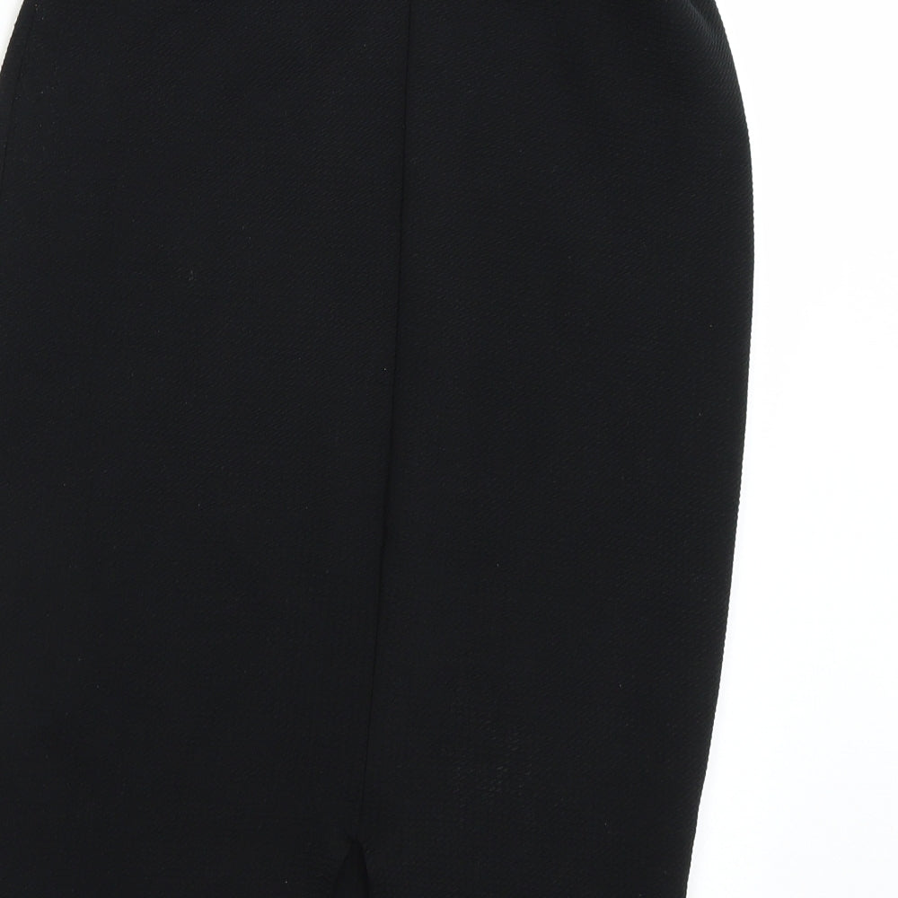 Brand and care label for Papaya women’s black bandage skirt, size UK 8