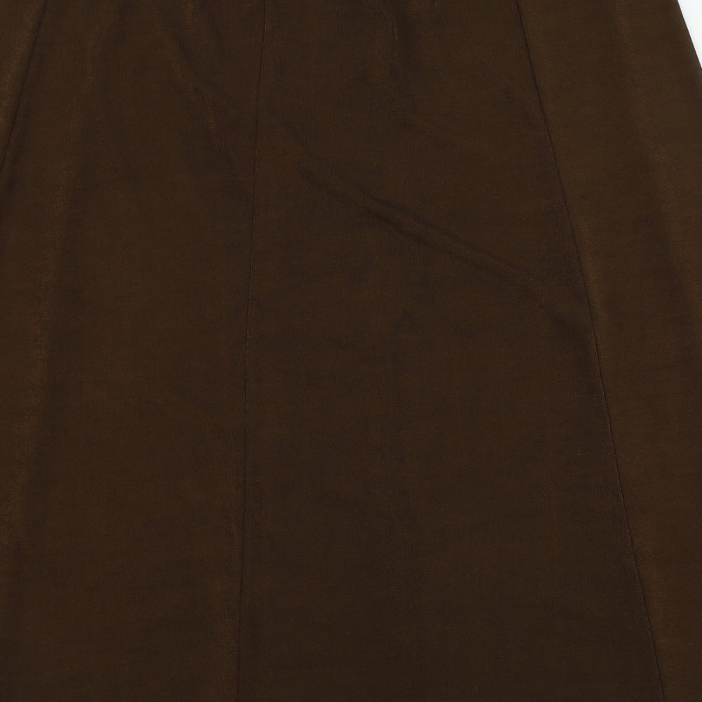 Brand and care label for Damart women’s brown a-line skirt, size L