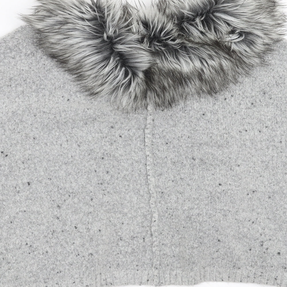 Primark Girls Grey Knit Cardigan Jumper Size 10-11 Years - fur trim