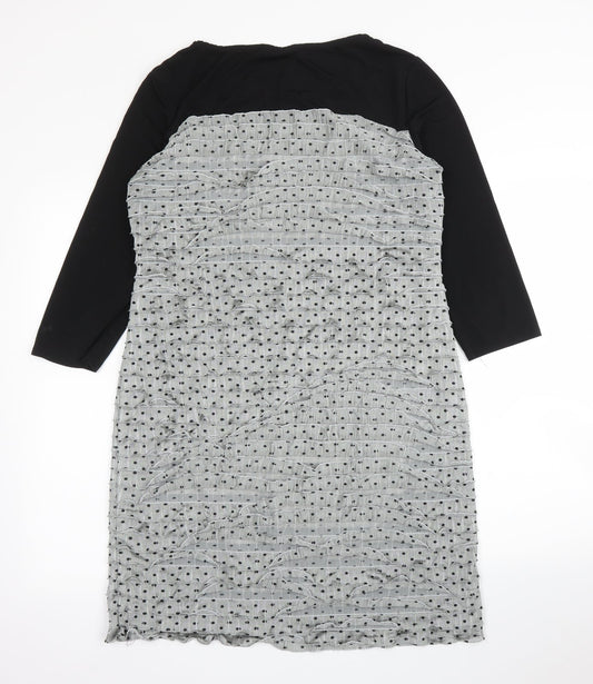 M&Co Womens Grey Polka Dot Shift Size 18