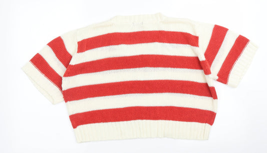 F&F Womens Red Striped Pullover Jumper Size 14