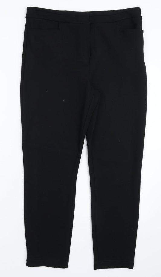 Additional front view of Soon women’s black trousers, size UK 8, 25-inch leg