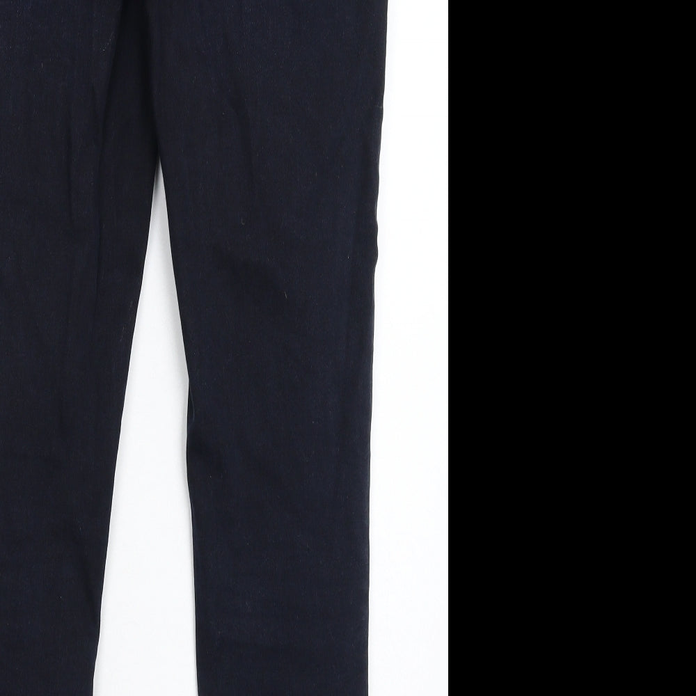 Brand and care label for New Look women’s blue denim skinny jeans, size UK 8, 28-inch leg