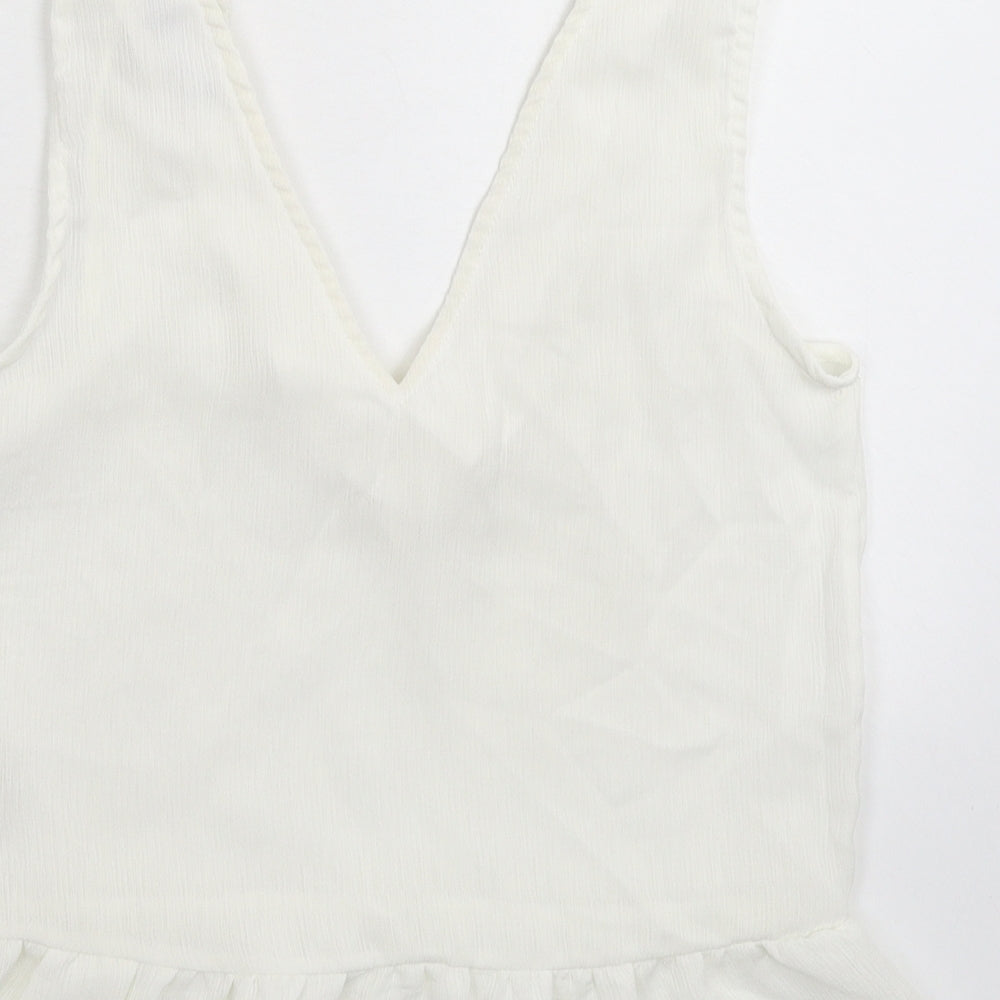 Womens UK Size 4 PRETTYLITTLETHING White Basic Tank