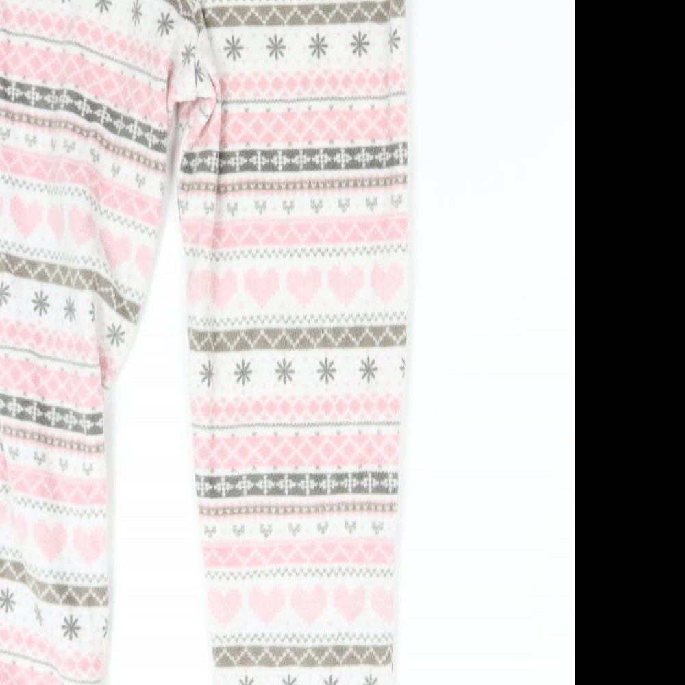 George Girls Pink Fair Isle Fleece Pyjama Pants Size 9-10 Years