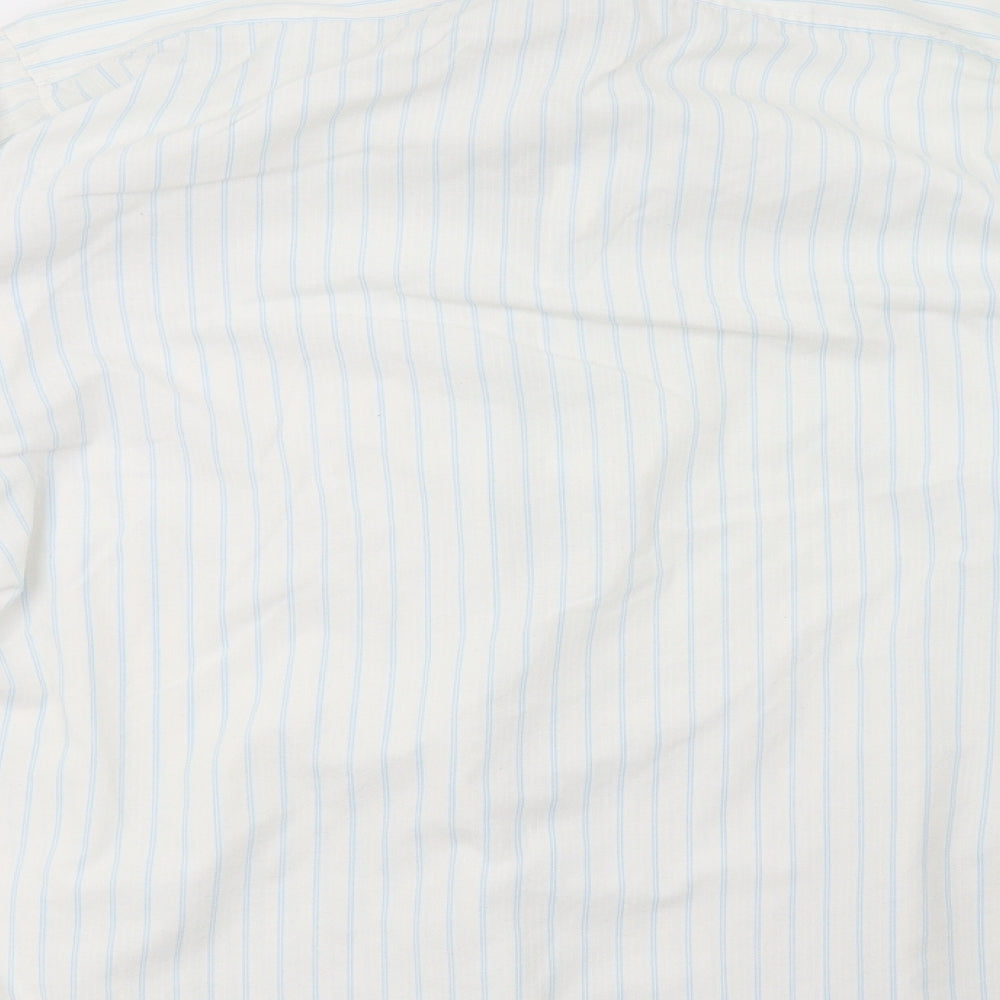 Preworn Mens White Striped Polo Size 16.5