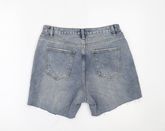 I SAW IT FIRST Womens Blue  Denim Cut-Off Shorts Size 12