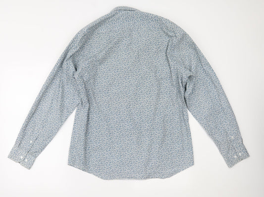 Mens UK Size 16.5 Heritage Blue Button-Up Long Sleeve Casual Shirt