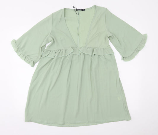 Additional front view of I SAW IT FIRST women’s green a-line, size UK 10