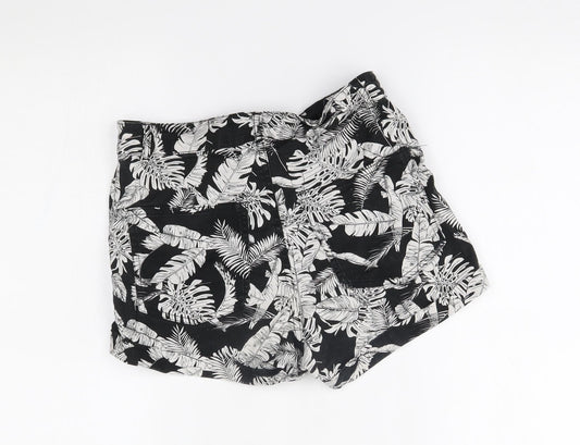 H&M Womens Black Floral Mom Shorts Size 10