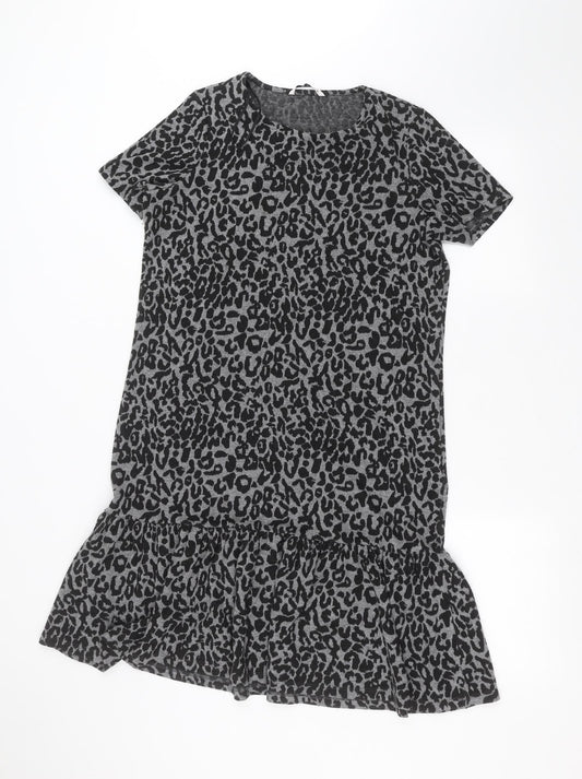 Additional front view of Tu women’s grey animal print a-line, size UK 10